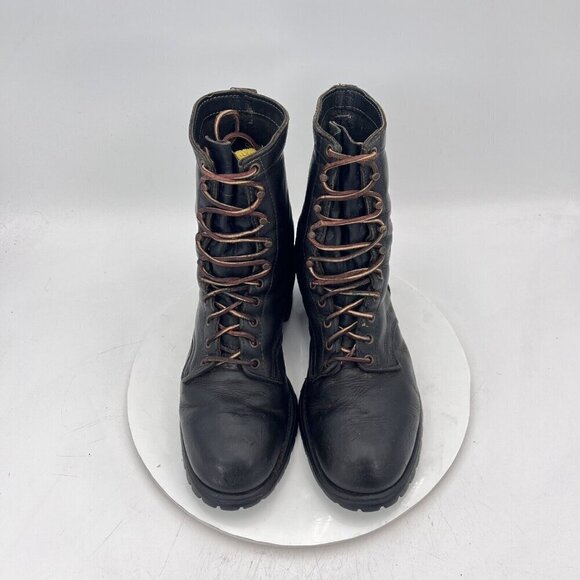 Santa Rosa Brand Men Size 7 Brown Leather Lace Up Steel Toe Vibram Sole Boot - Picture 4 of 15